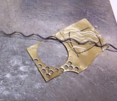 Judy Larson's No Rolling Mill- No Problem - , Metalwork, Stamping, Stamps, Design, a brass scrap piece for an interesting effect